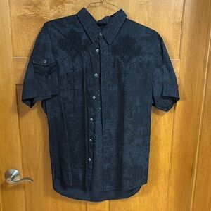 Affliction Black Casual Button Down Shirt with Classic Collar